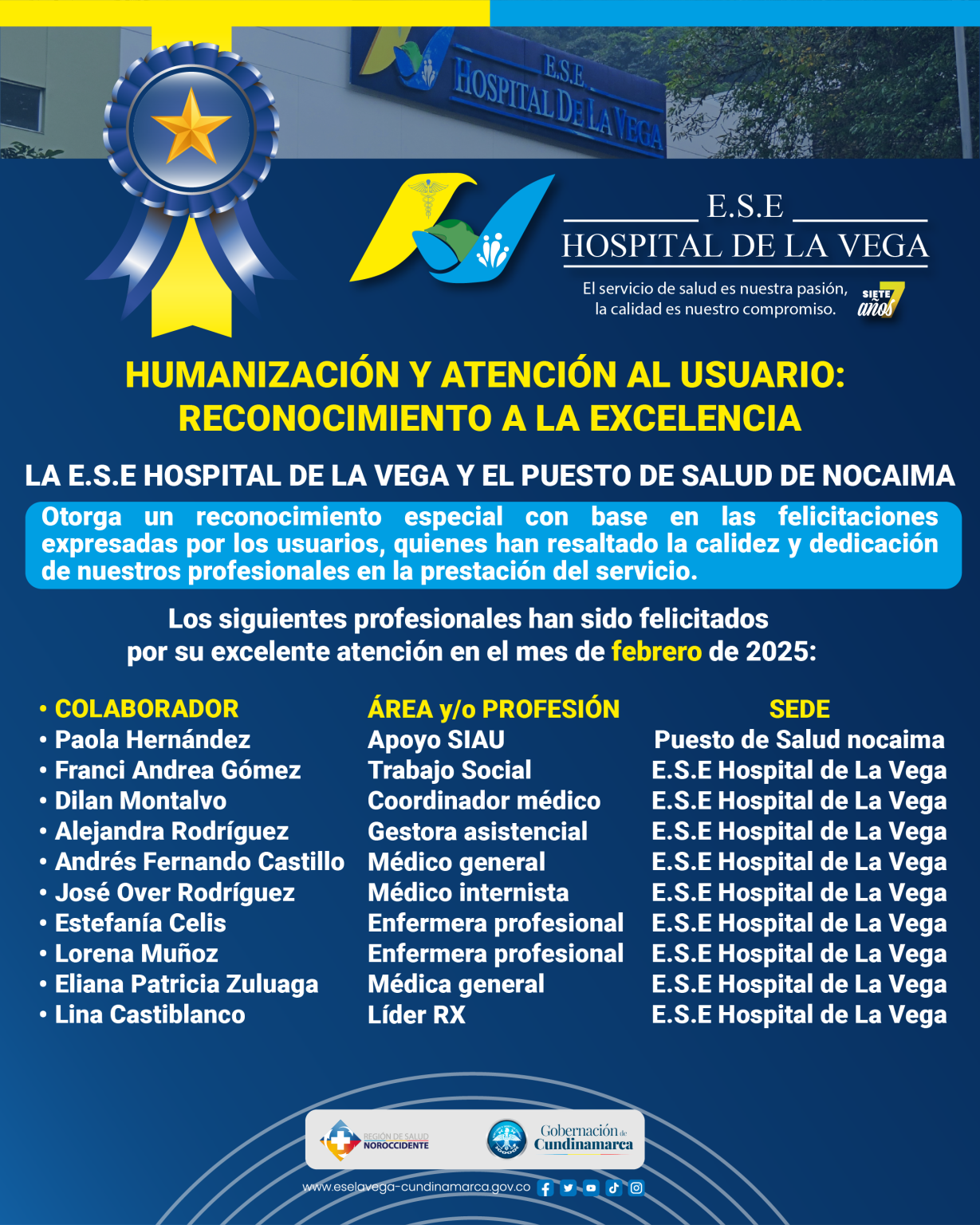 Reconocimiento a la Excelencia en Atención al Usuario - E.S.E HOSPITAL ...